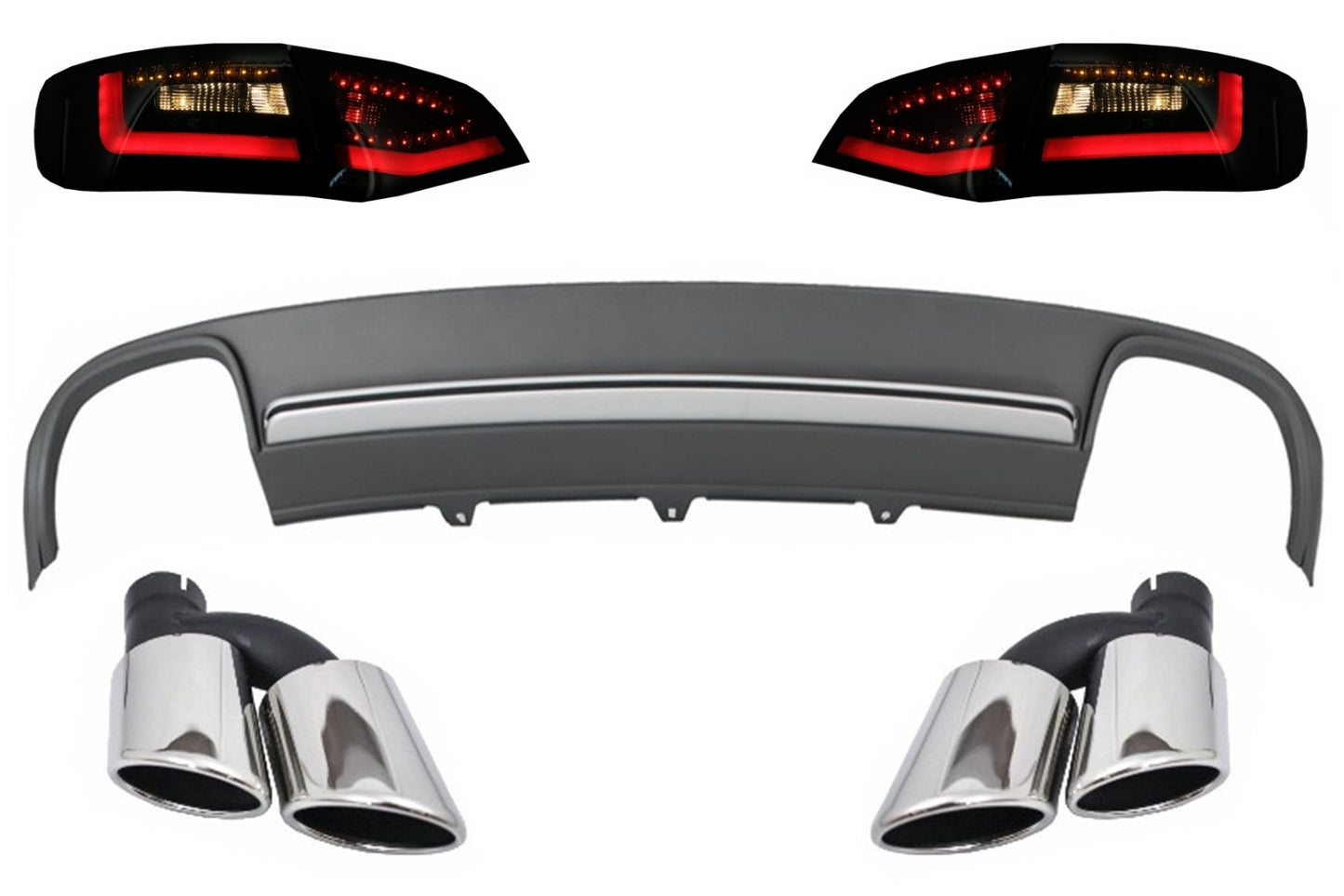Stoßdiffusor Auspuff LED Rückleuchten für AUDI A4 B8 8K Pre Facelift Avant 08-11- CarPartsTuning