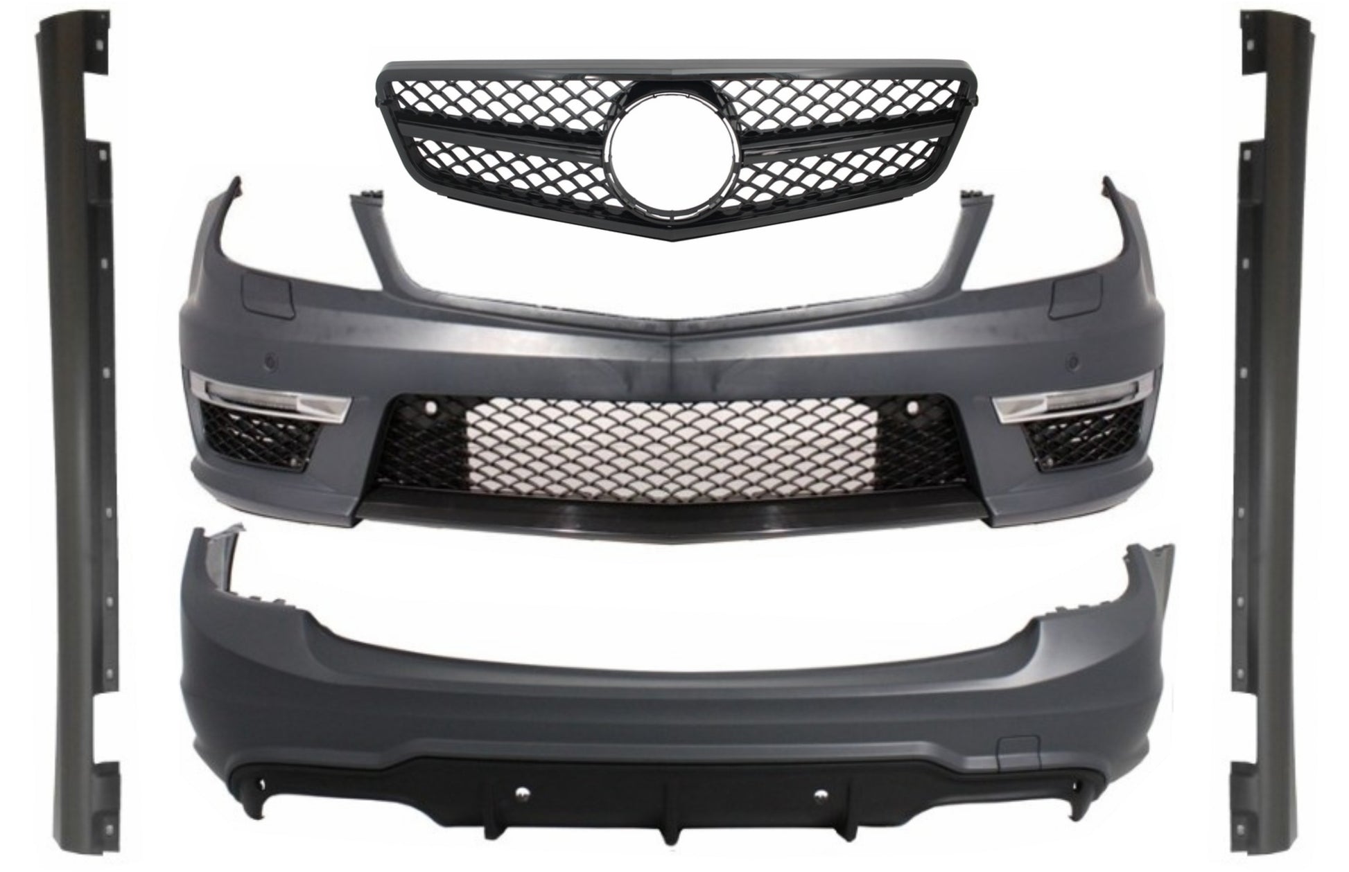 BodyKit für Mercedes W204 Facelift C63 S204 Kombi Stoßstange Grill Sport Schwarz CarPartsTuning