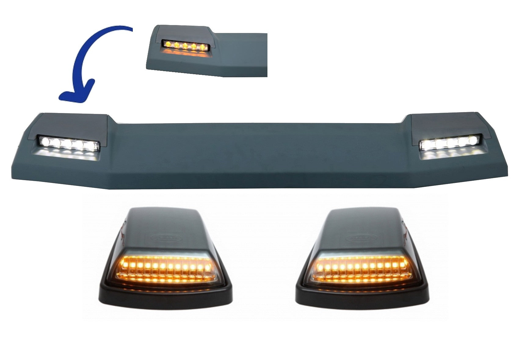 Dachspoiler Drehlichter für Mercedes G W463 89-17 6X6 LED Flowing CarPartsTuning