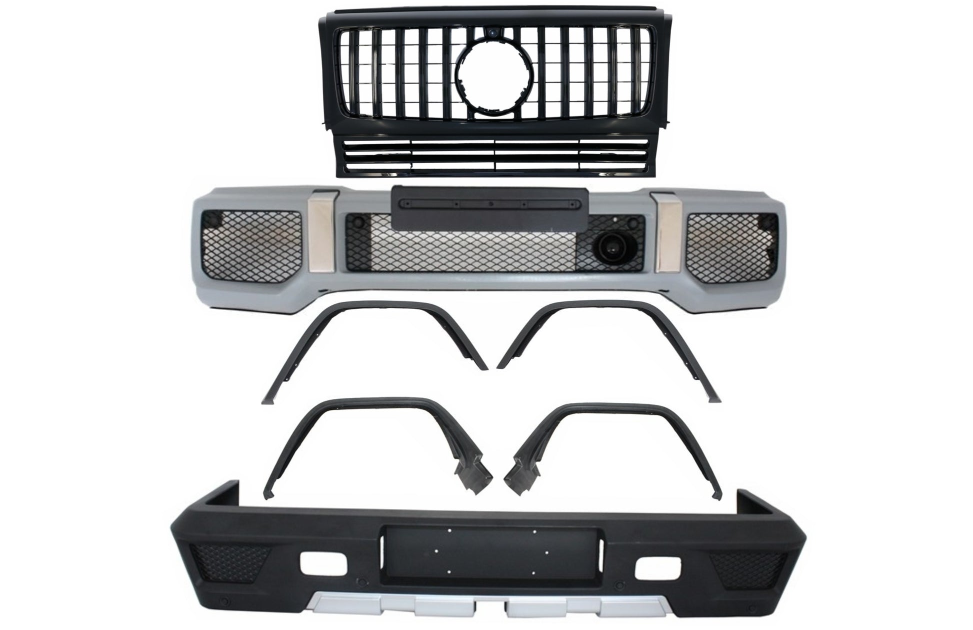 BodyKit für MERCEDES G W463 89-17 G63/65 Look Stoßstange Kotflügel Grill Schwarz CarPartsTuning