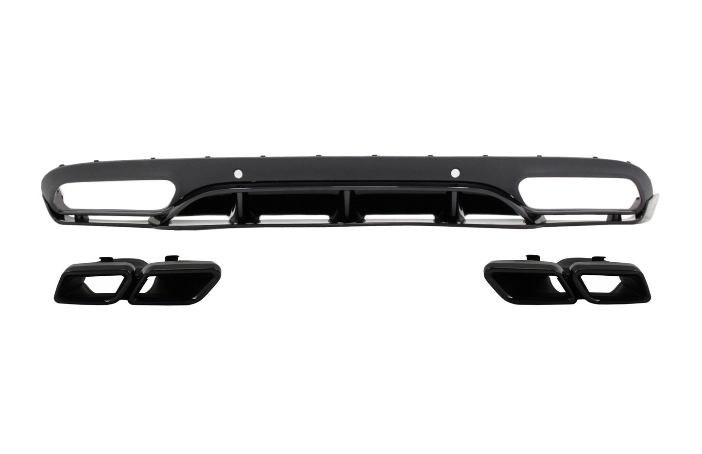 Stoßstangen Diffusor Auspuff für Mercedes C205 A205 14-19 C63 Ed 1 Look Schwarz CarPartsTuning