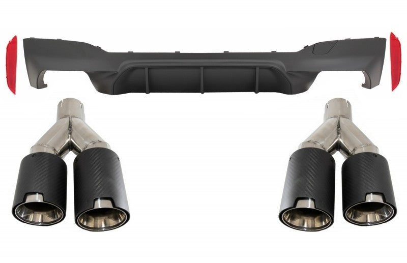 M-Tech Stoßstange Diffusor Matt Schwarz für BMW 5 G30 G31 M5 17+ Auspuff Endohre CarPartsTuning