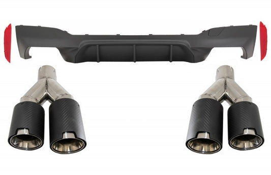 M-Tech Stoßstange Diffusor Matt Schwarz für BMW 5 G30 G31 M5 17+ Auspuff Endohre CarPartsTuning