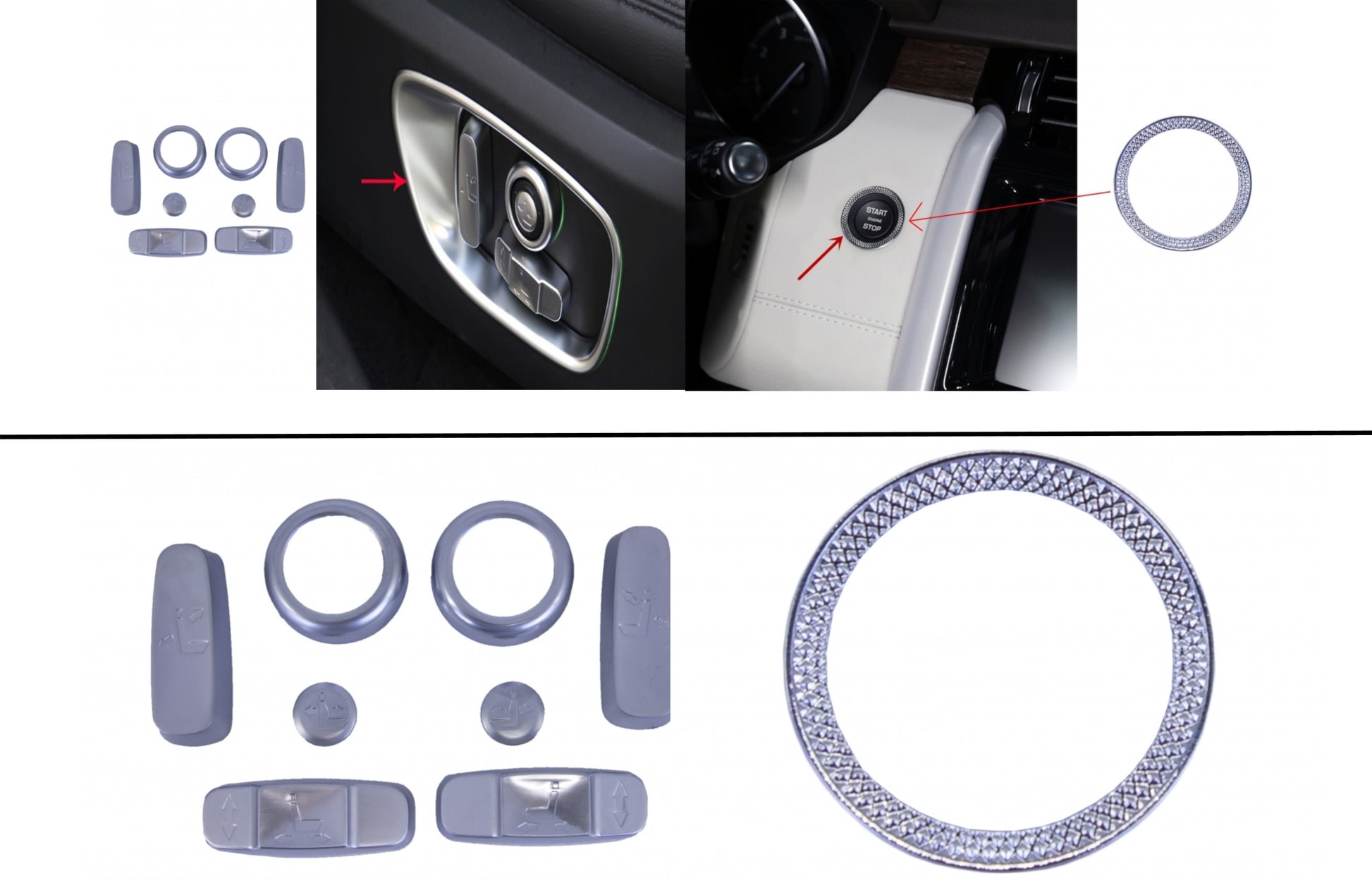 Sitzverstellung Chrom Rahmen Zierring für Discovery 5 L462 Sport L550 L494 CarPartsTuning