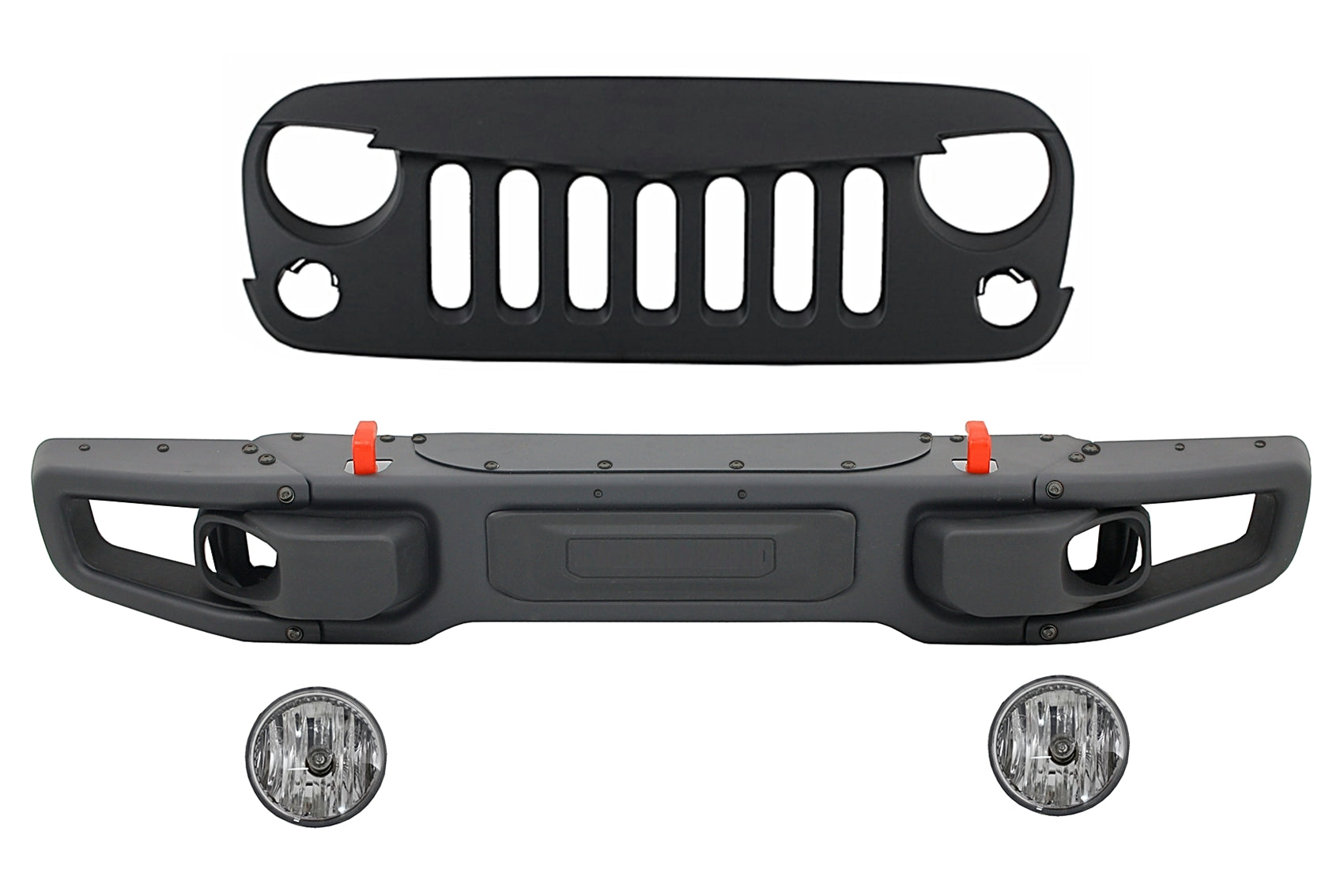 Metall Stoßstange für JEEP Wrangler Rubicon JK 07-17 Nebelscheinwerfer Gitter- CarPartsTuning