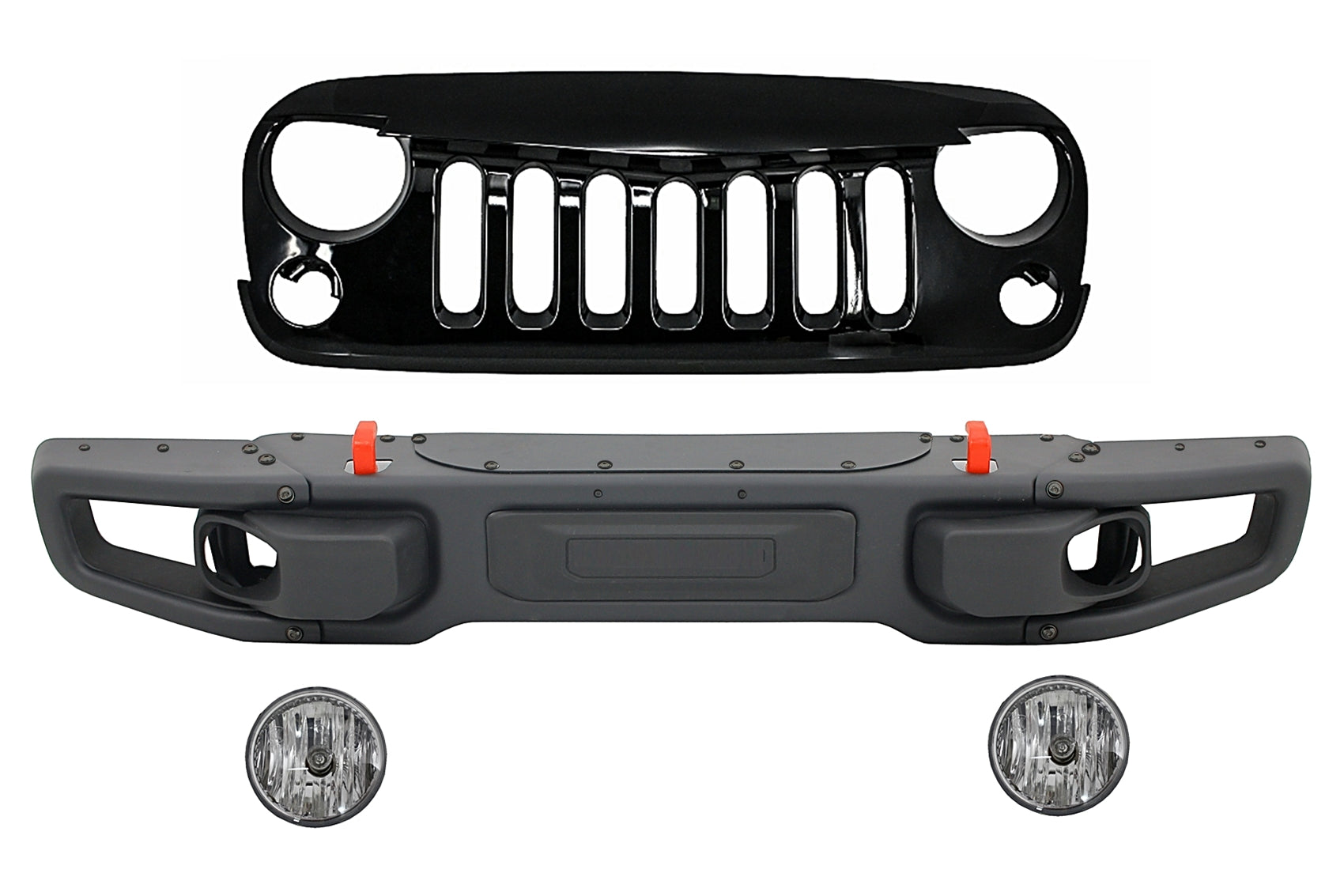 Metall Stoßstange für JEEP Wrangler Rubicon JK 07-17 Nebelscheinwerfer Gitter CarPartsTuning