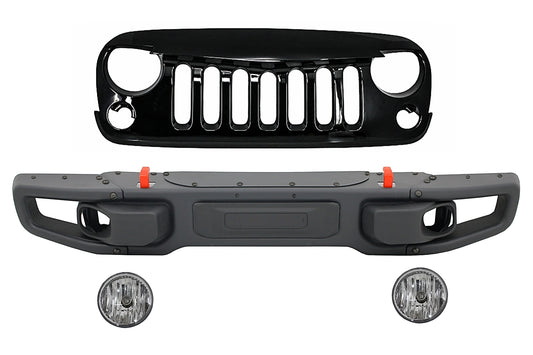 Metall Stoßstange für JEEP Wrangler Rubicon JK 07-17 Nebelscheinwerfer Gitter CarPartsTuning