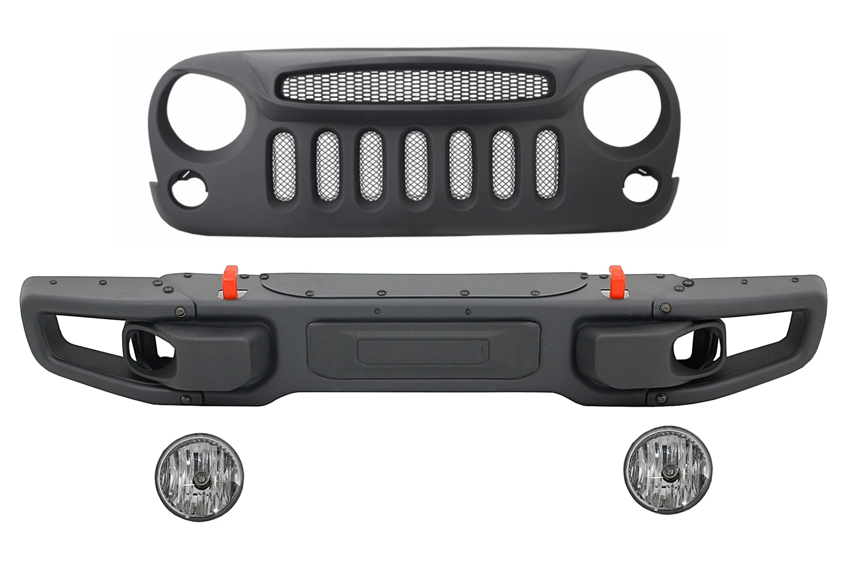 Metall Stoßstange für JEEP Wrangler Rubicon JK 07-17 NBL Gitter Spectre Mask CarPartsTuning