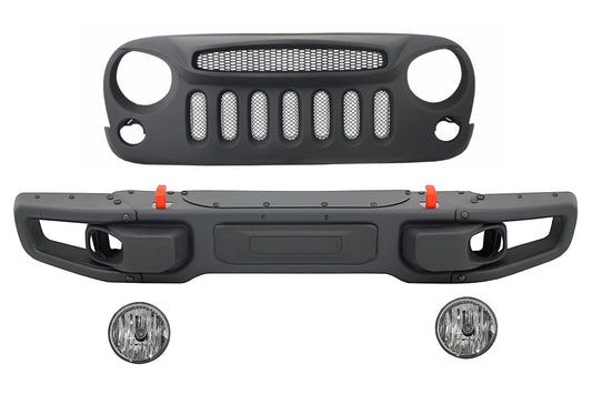 Metall Stoßstange für JEEP Wrangler Rubicon JK 07-17 NBL Gitter Spectre Mask CarPartsTuning