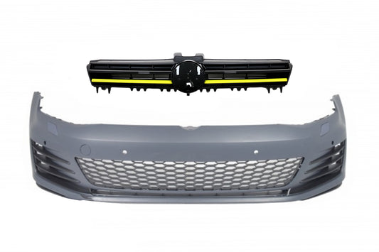 Vordere Stoßstange Zentral Grille für VW Golf 7 VII 2013-2017 Gelbe Einfügungen CarPartsTuning
