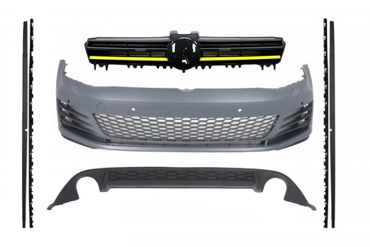 Kit für VW Golf 7 VII 5G 13-17 Stoßstange Gitter Diffusor Seitenschweller Gelb CarPartsTuning