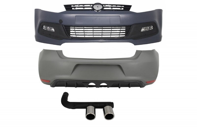Bodykit für VW Polo 6R 6C 03.2009-09.2017 R-Line Look Stoßstange Abgassystem CarPartsTuning