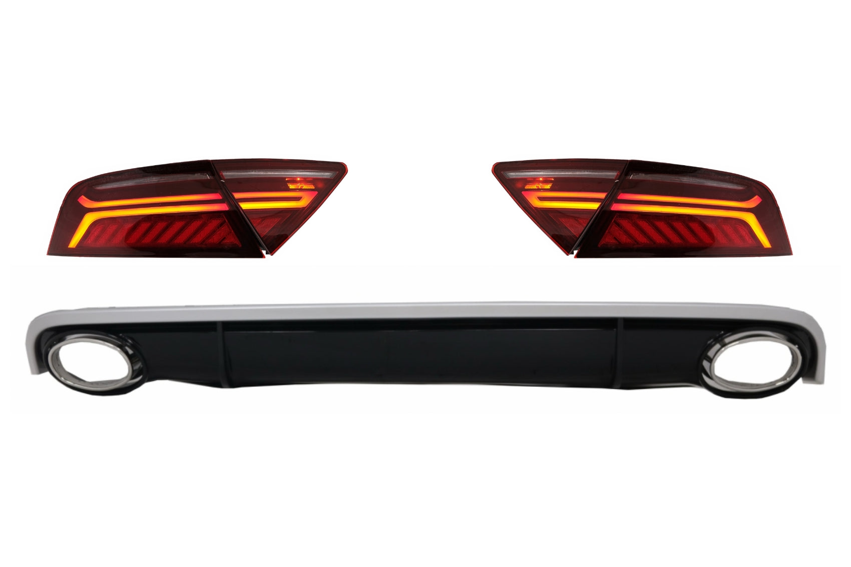 Luftverteiler Auspuff Tipps LED Rückleuchten für AUDI A7 4G 2010-2014 RS7 Look CarPartsTuning