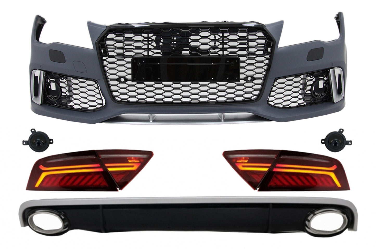 Stoßstange Diffusor Auspuff Tipps Rückleuchten für AUDI A7 4G 2010-2014 RS7 Look CarPartsTuning