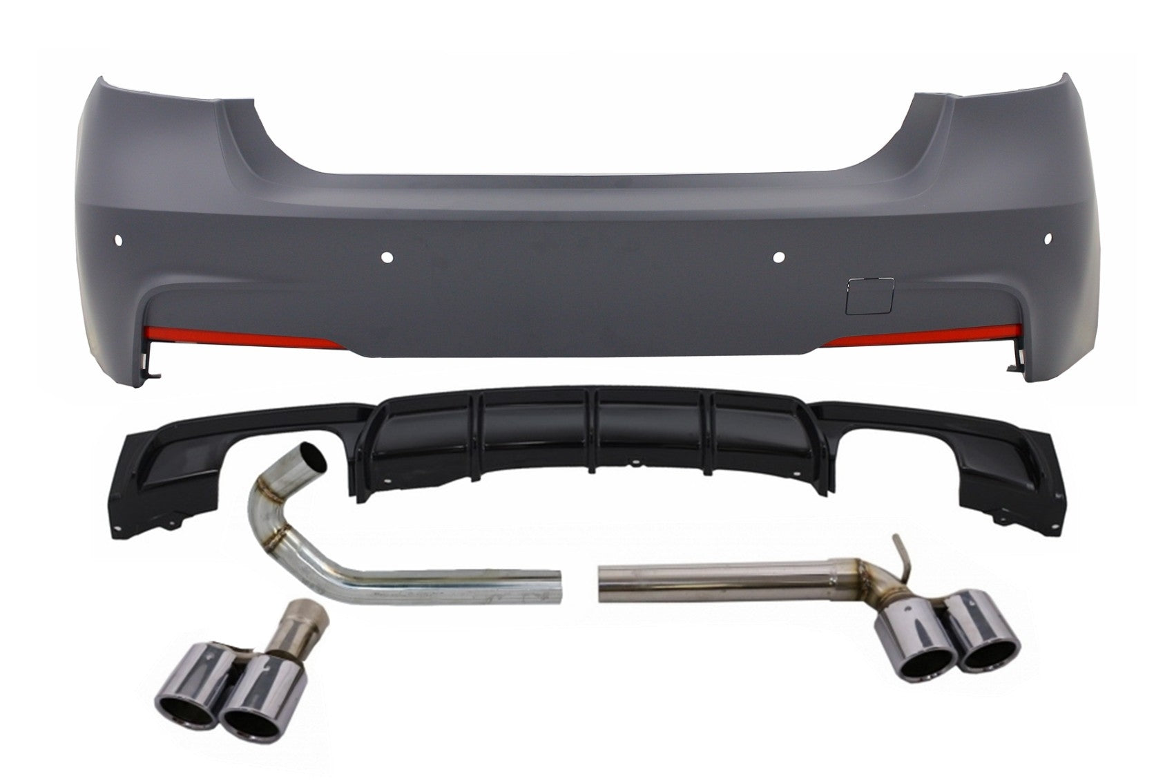 Stoßstange für BMW 3er F30 11+ Doppelauslass Diffusor Auspuff M Perform Look CarPartsTuning