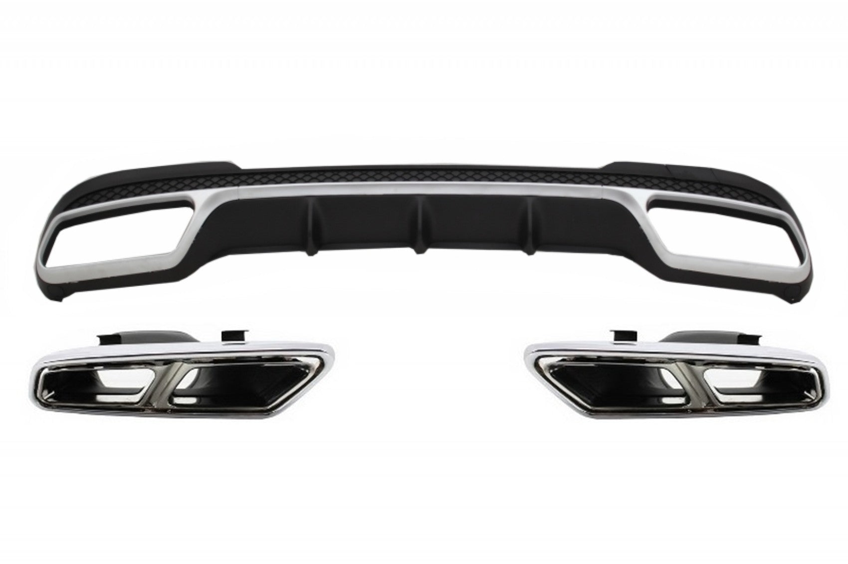 Diffusor Endrohre Chrom für MERCEDES W212 S212 MOPF 13-16 Sport Paket CarPartsTuning