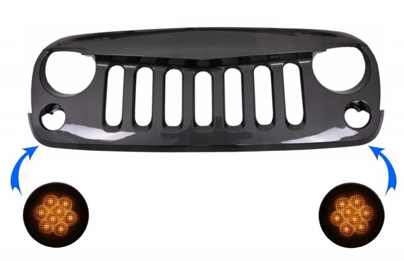 Kühlergrill LED-Blinkleuchte für JEEP Wrangler Rubicon JK 07-17 LED gelb Blinker CarPartsTuning