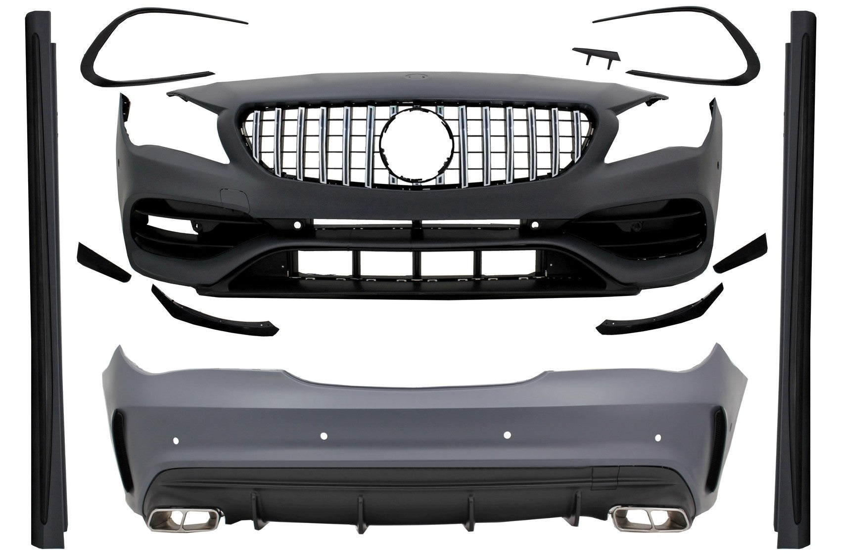 Bodykit für Mercedes CLA W117 C117 13-18 Facelift CLA45 Look Kühlergrill Chrom CarPartsTuning