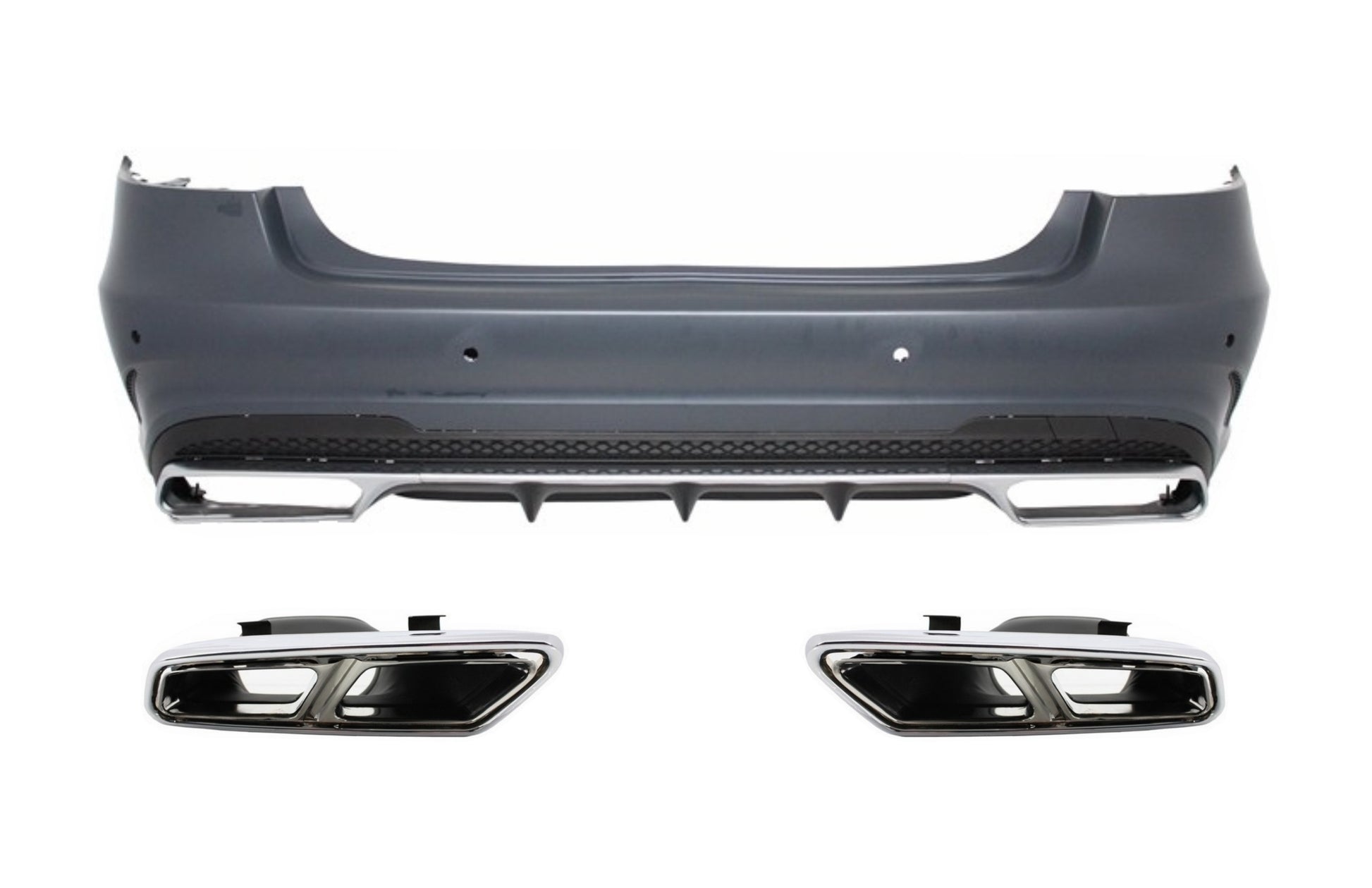 Stoßstange für Mercedes W212 Facelift 2013+ Auspuff Schalldämpfer Tipps E63 Look CarPartsTuning