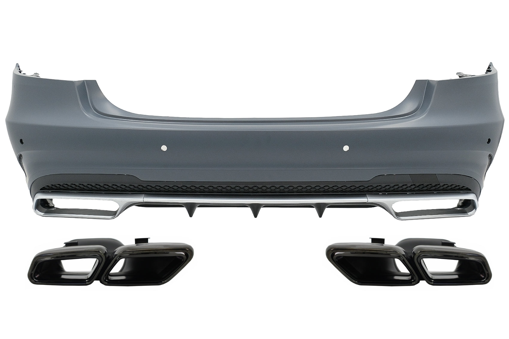 Heck Stoßstange PDC Für Mercedes W212 Facelift 2013-2016 Auspuff Schalldämpfer Schwarz CarPartsTuning