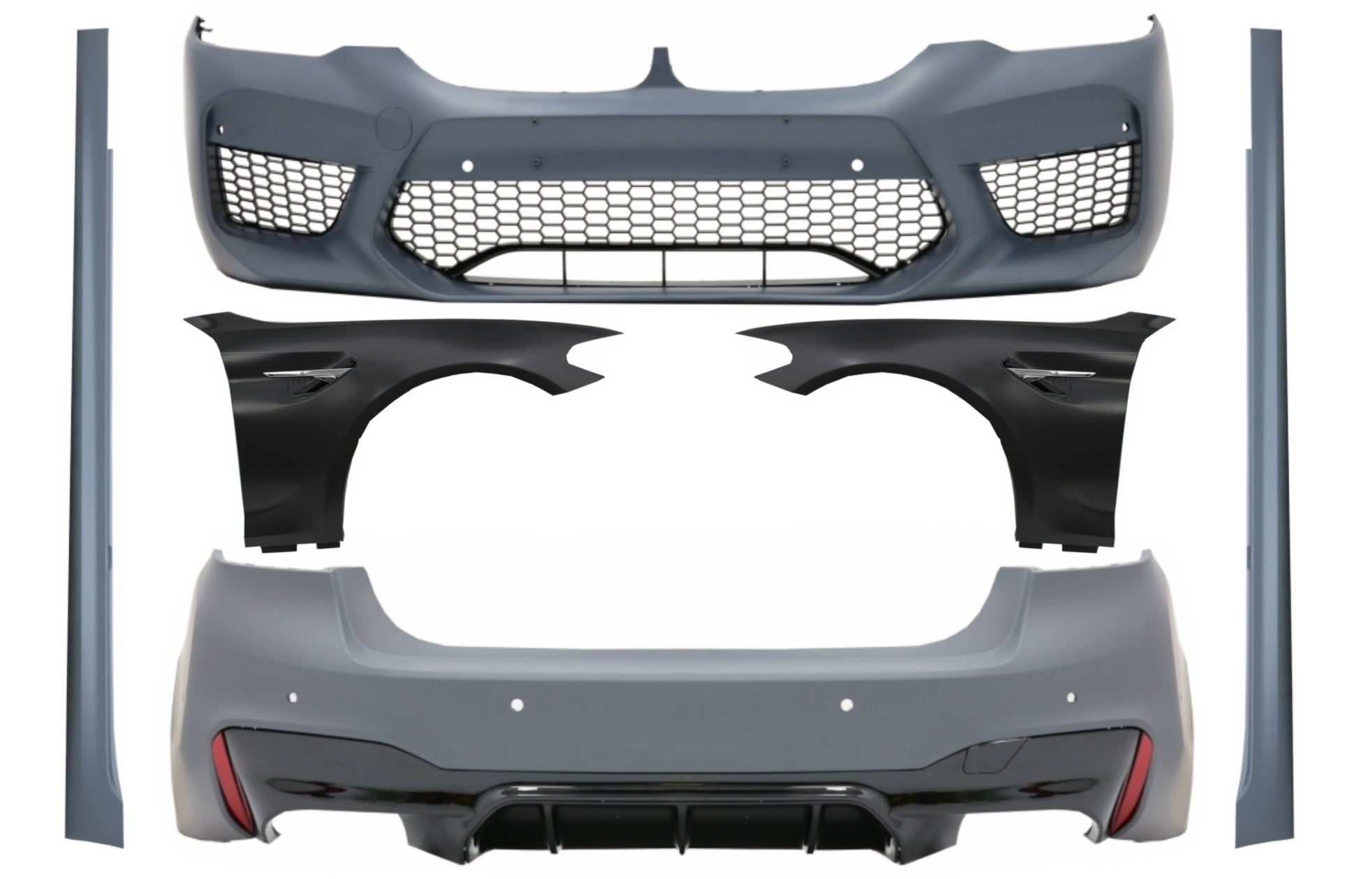 Komplett Bodykit für BMW 5 G30 2017+ Limousine Front-Kotflügel Chrom M5 Look CarPartsTuning