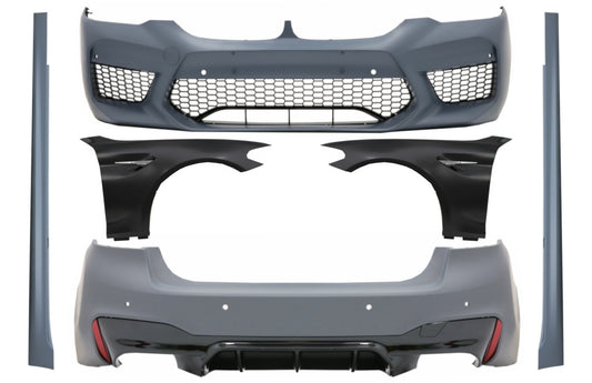 Komplett Bodykit für BMW 5 G30 2017+ Limousine Front-Kotflügel Chrom M5 Look CarPartsTuning