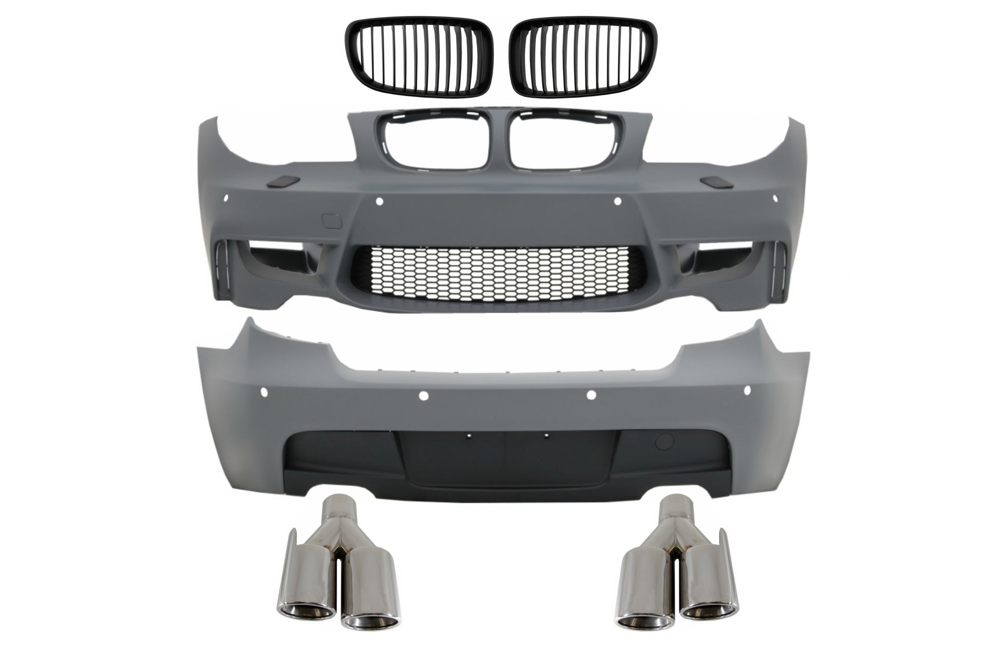 Bodykit für BMW 1er E81 E87 04-11 M-Technik Sport Look Auspuffblenden Chrom PDC CarPartsTuning