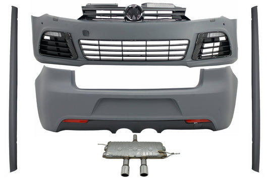 Kit für VW Golf 6 MK6 2008-2013 R20 Look Seitenschweller & Auspuff Catback CarPartsTuning