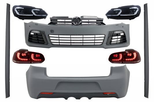 Kit für VW Golf VI MK 6 08-13 R20 Look Seitenschweller Scheinwerfer Rückleuchten CarPartsTuning