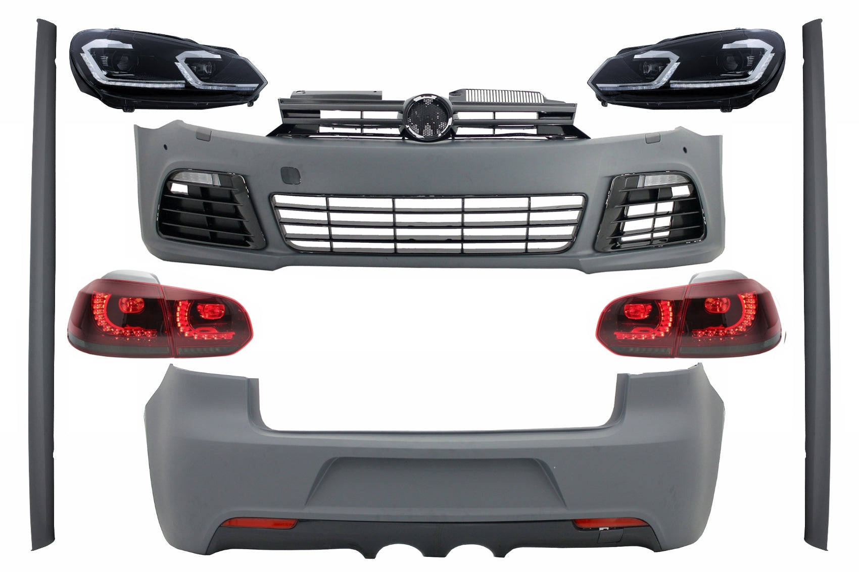 Kit für VW Golf VI 6 MK6 2008-2013 R20 Look Scheinwerfer Rückleuchten Rauch Glas CarPartsTuning