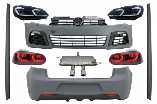 Kit für VW Golf VI MK 6 08-13 R20 Look Scheinwerfer Rückleuchten Rauch Auspuff CarPartsTuning
