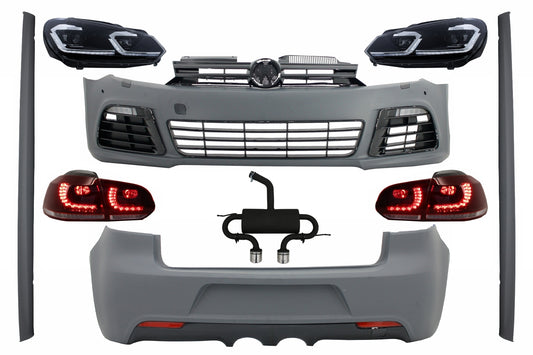 Kit für VW Golf VI MK 6 08-13 R20 Look Scheinwerfer Rückleuchten Auspuff Catback CarPartsTuning