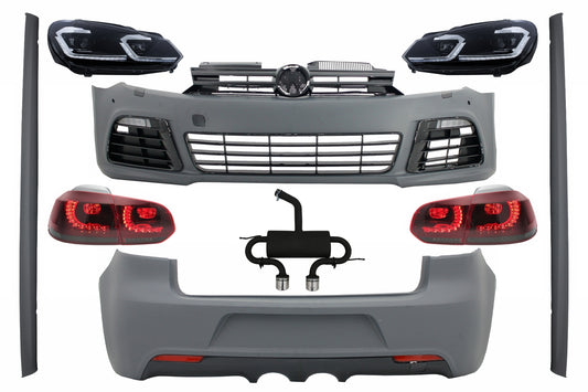 Kit für VW Golf 6 08-13 R20 Look Scheinwerfer Rückleuchten Catback Schalldämpfer CarPartsTuning