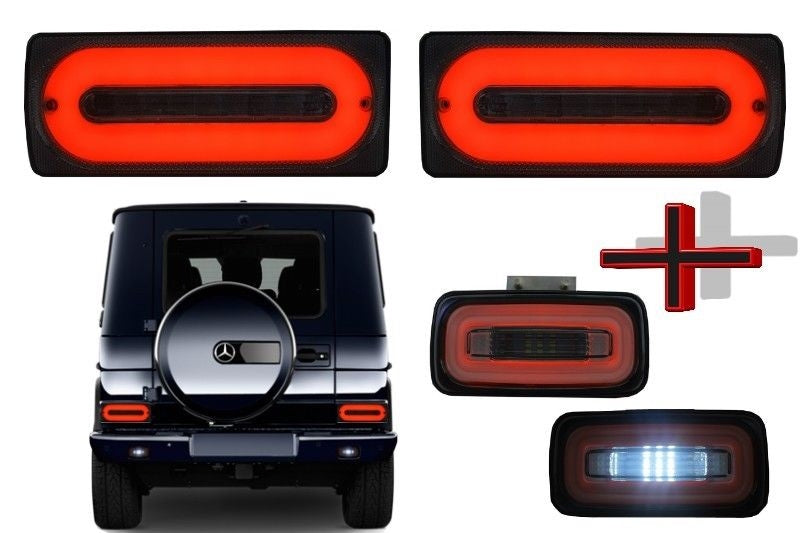 LED Rückleuchten Lichtleiste mit Heckstoßstange Nebelscheinwerfer passend für Mercedes G-Klasse W463 (1989-2015) Smoke KITT