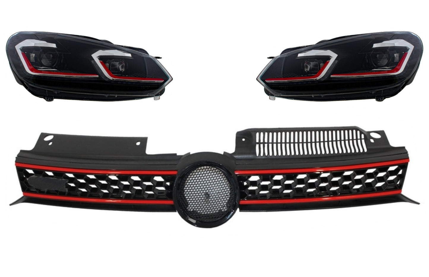 Gitter für VW Golf 6 VI 2008-2012 LED Scheinwerfer Dynamisch Drehen Lichter GTI Look CarPartsTuning