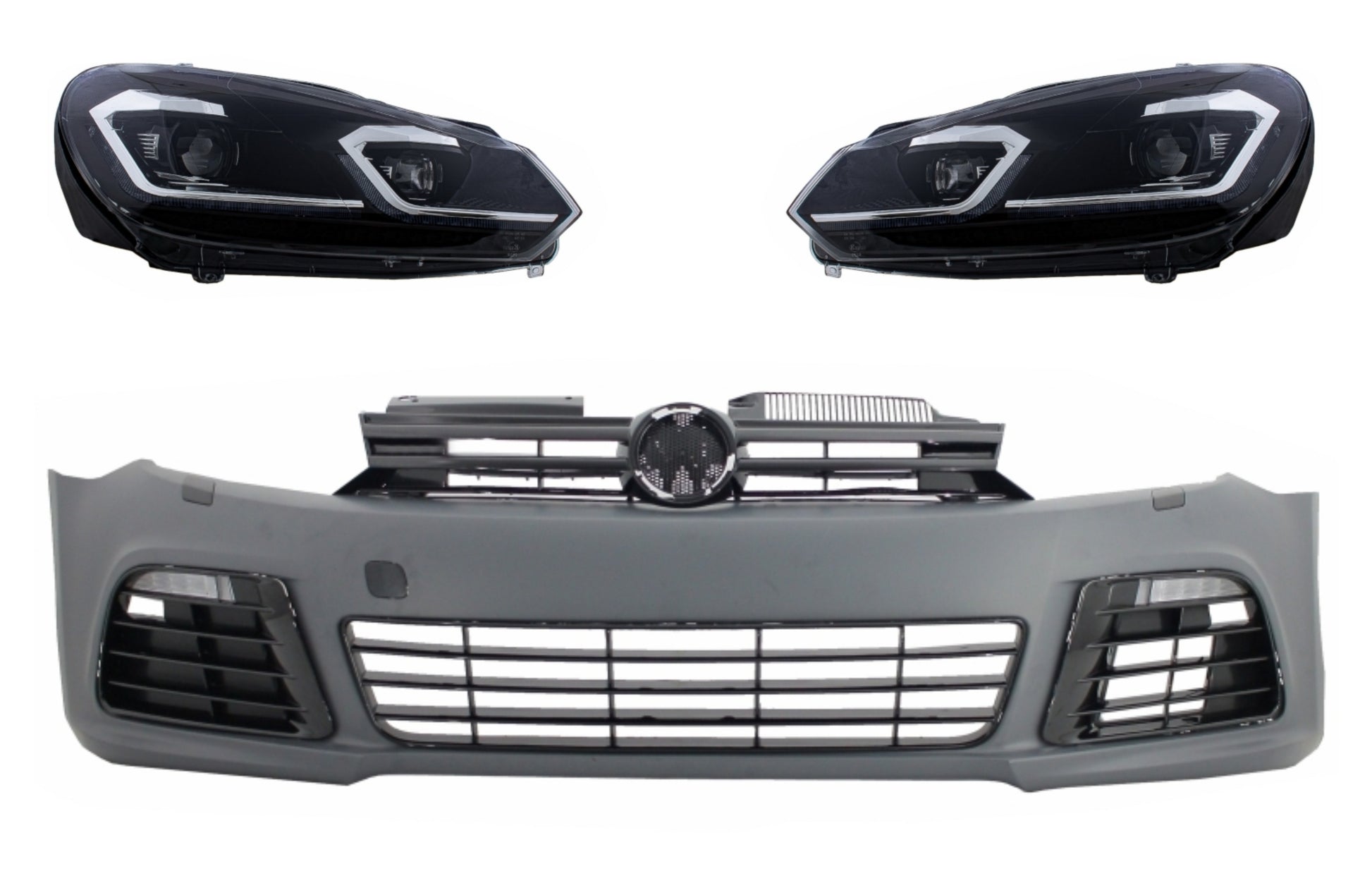 Frontstostange für VW Golf 6 Mk6 VI 2008-2013 Look LED Scheinwerfer NBL Gitter CarPartsTuning