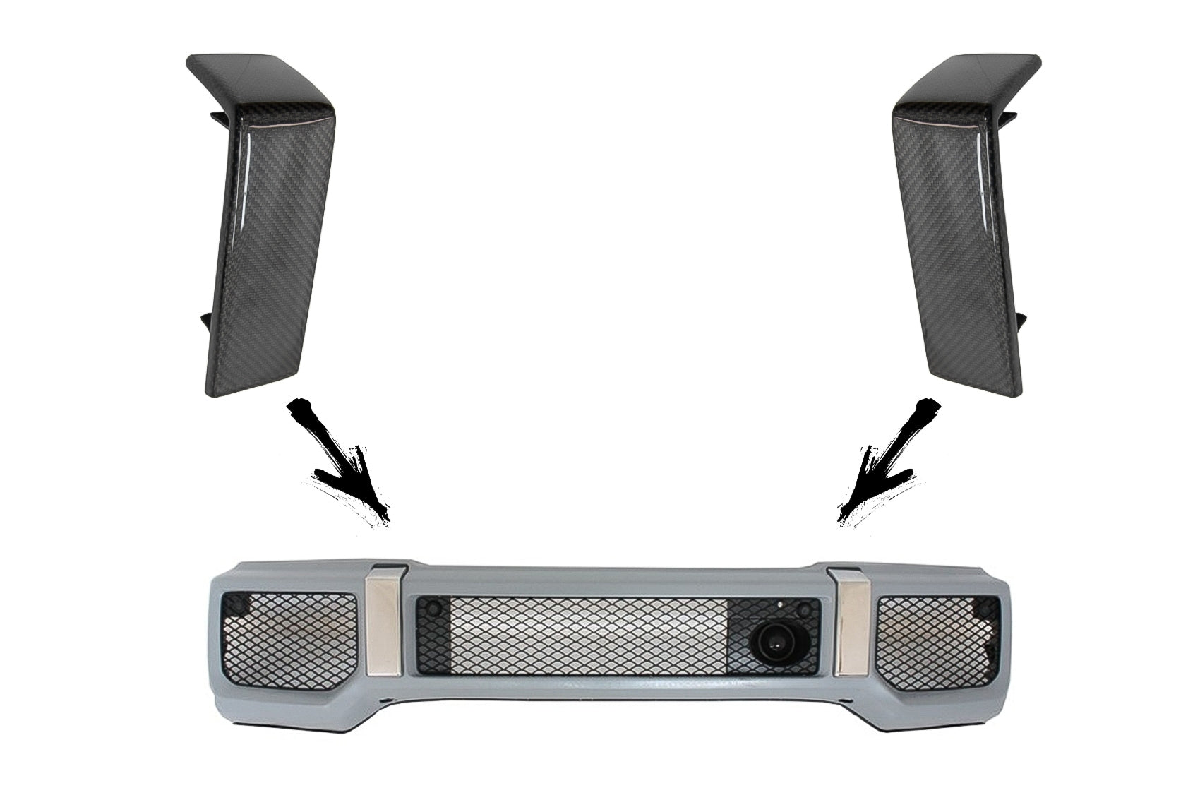 Carbon Teile für Frontstoßstange G65 Design Mercedes G-Klasse W463 1989-2017 CarPartsTuning