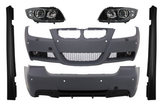 Kit für BMW E90 05-08 M-Performance Look Seitenschweller Scheinwerfer Angel Eyes CarPartsTuning