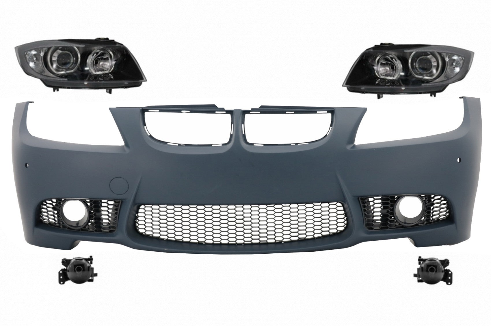 Stoßstange für BMW E90/91 Pre-LCI 05-08 M3Look Scheinwerfer Schwarz Nebellichter CarPartsTuning