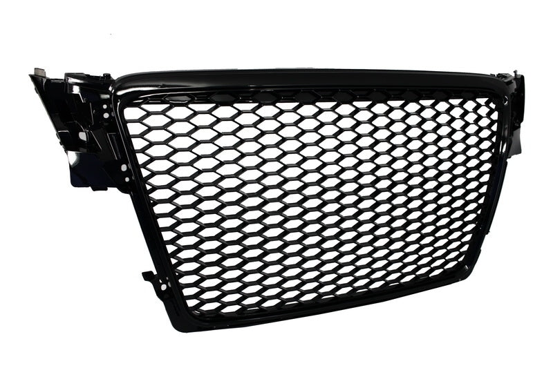 Frontgrill ohne Emblem mit Nebelscheinwerferabdeckungen Seitengitter passend für Audi A4 B8 8K (2007-2012) RS Design Piano Black KITT