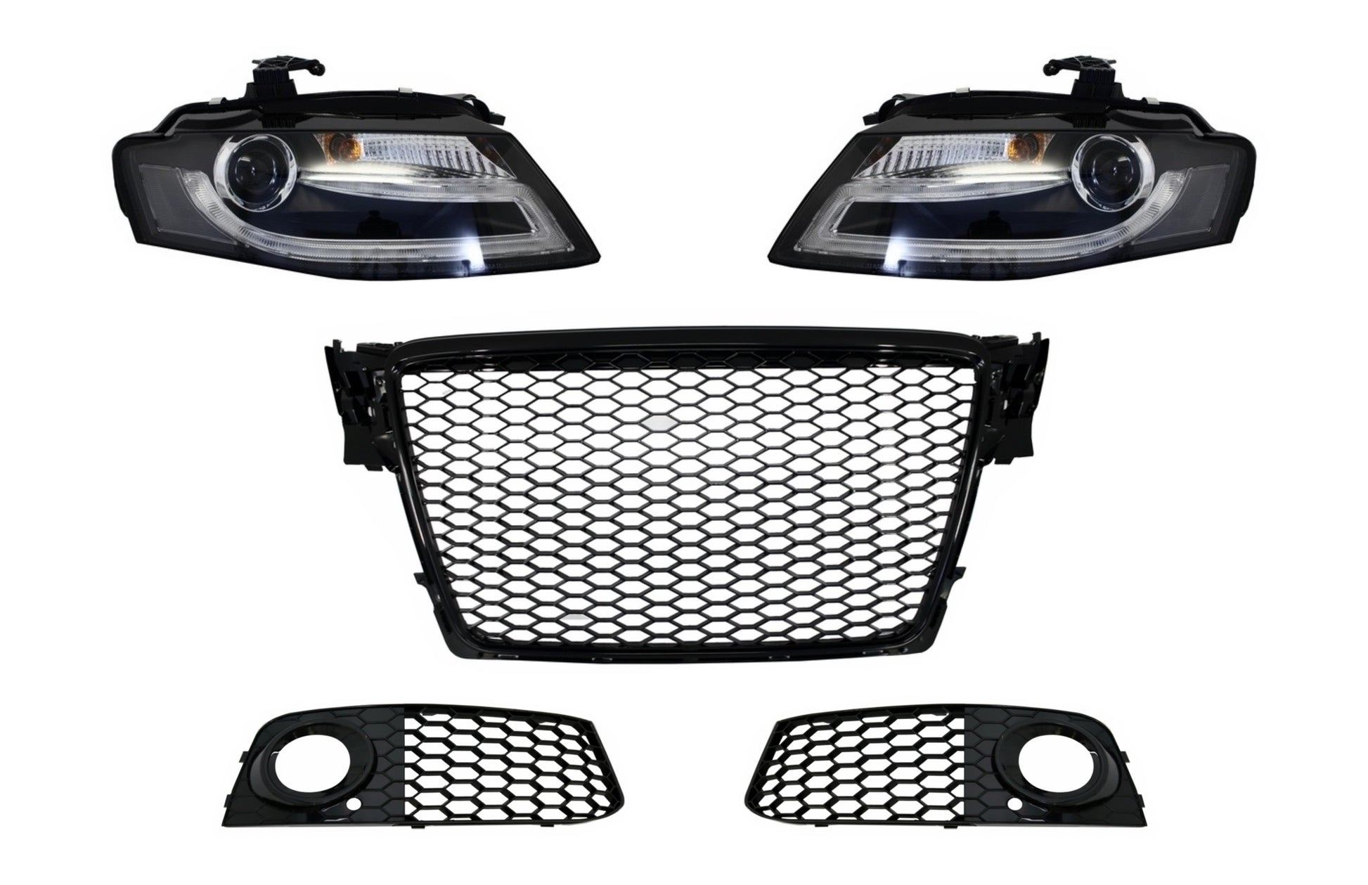 Kühlergrill Nebel Lampe Abdeckung für AUDI A4 B8 8K 08-11 RSLook Scheinwerfer CarPartsTuning
