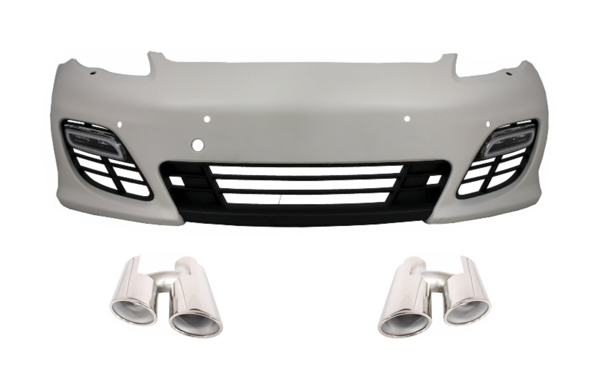 Stoßstange für Porsche 970 Panamera 10-13 Auspuff Tipps Gitter Turbo/GTS Look CarPartsTuning