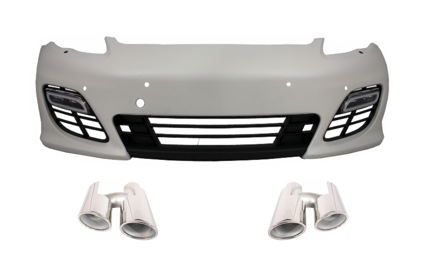 Stoßstange für Porsche 970 Panamera 10-13 Auspuff Tipps Gitter Turbo/GTS Look CarPartsTuning