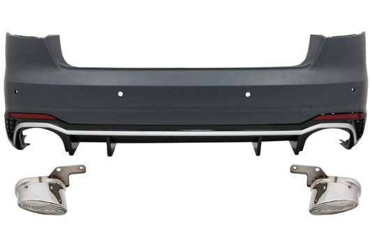 Heckstoßstange für AUDI A4 B9 8W 2016-2018 Limousine RS4 Look PDC Halter Auspuff Tipps CarPartsTuning