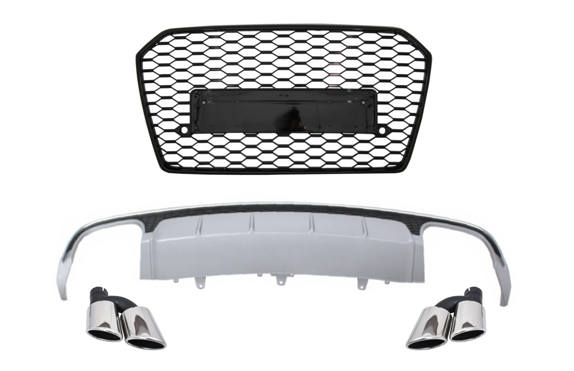 Luftverteiler für Audi A6 4G Facelift S-Line 15-18 Auspuffspitzen Kühlergrill CarPartsTuning