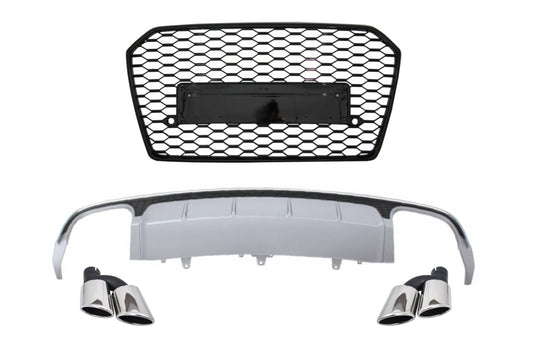 Luftverteiler für Audi A6 4G Facelift S-Line 15-18 Auspuffspitzen Kühlergrill CarPartsTuning
