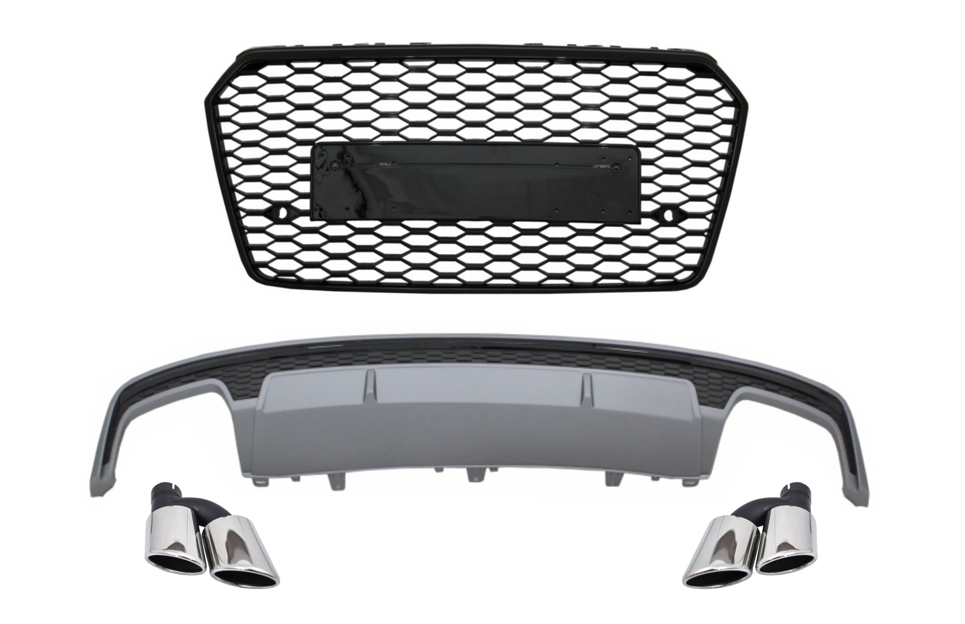 Luft Diffusor Endrohre für AUDI A7 4G Facelift 15-17 S7 Look Kühlergrill Gitter CarPartsTuning