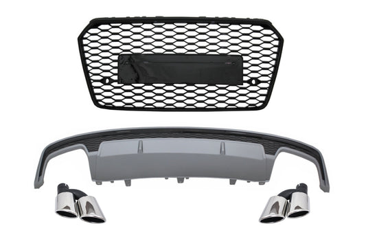 Luft Diffusor Endrohre für AUDI A7 4G Facelift 15-17 S7 Look Kühlergrill Gitter CarPartsTuning