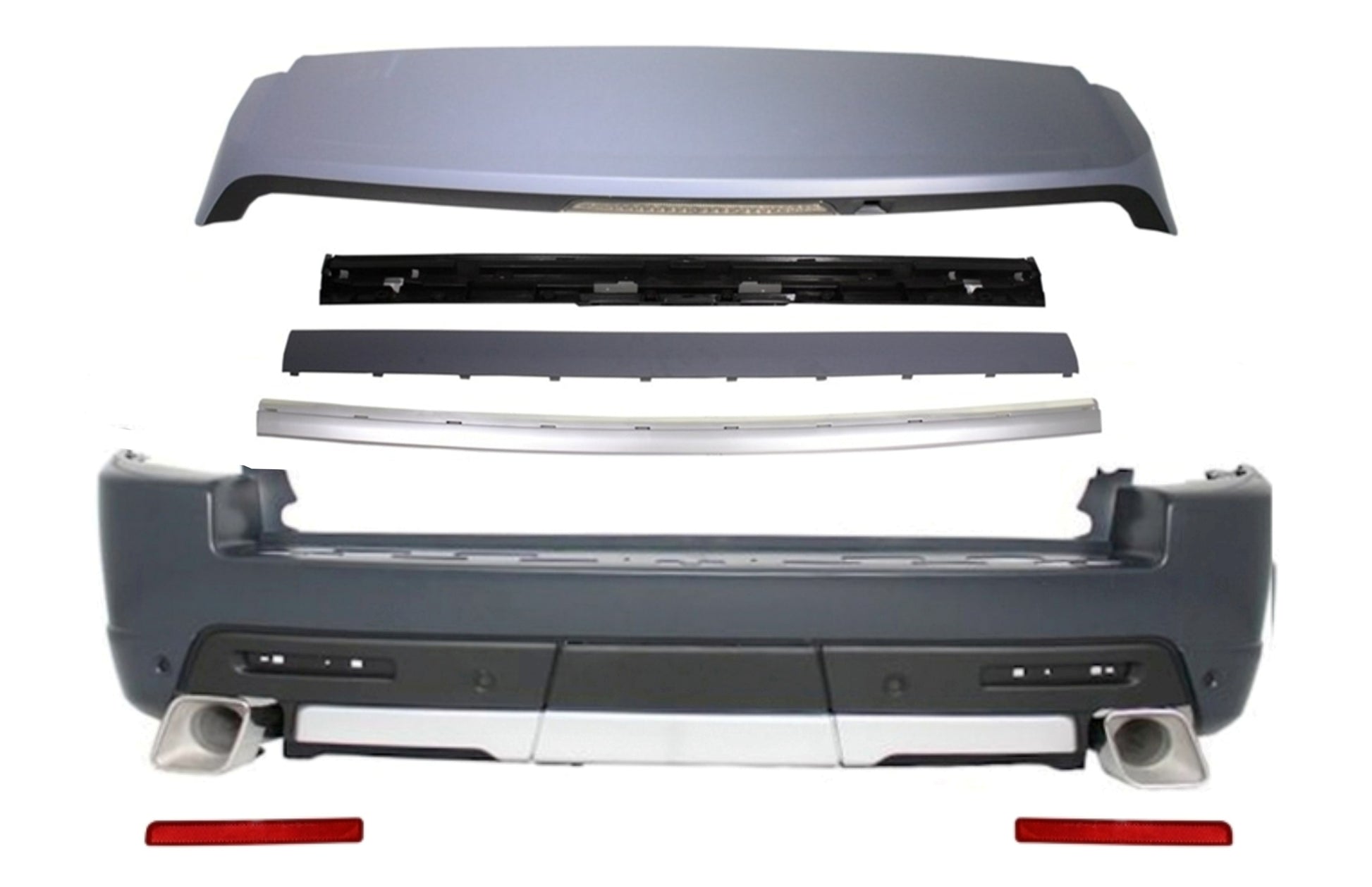 Stoßstange für Sport 2005-2009 L320 Autobiography Look Spoiler Heckklappe Silber CarPartsTuning