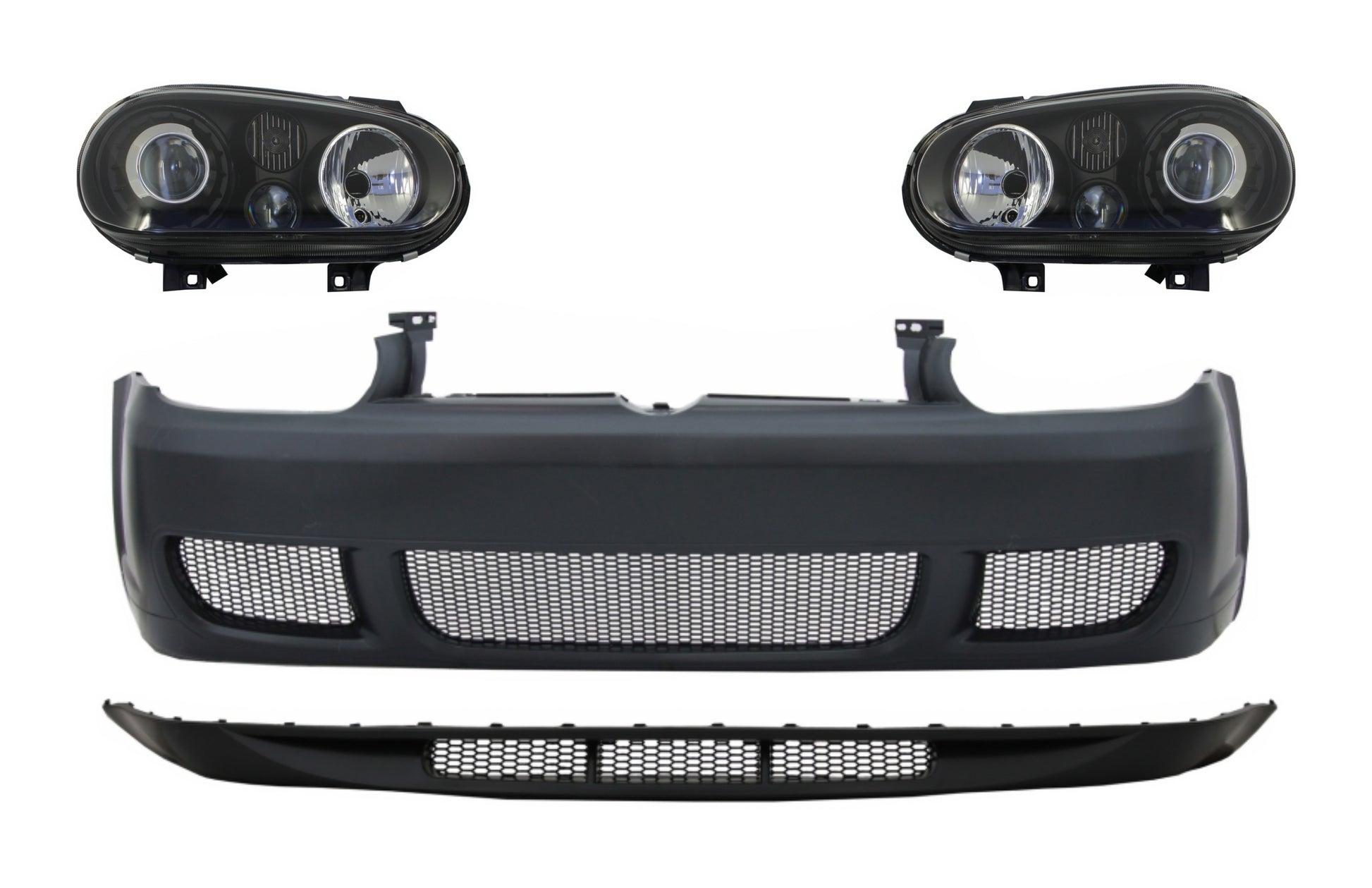 Stoßstange & Spoiler für VW Golf 4 MK4 10.97-09.03 R32 Look Scheinwerfer Schwarz CarPartsTuning